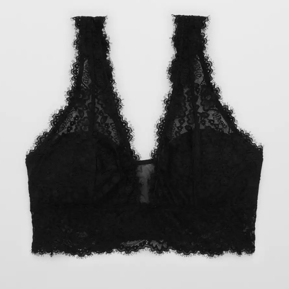 EYELASH LACE PADDED PLUNGE BRALETTE XXL